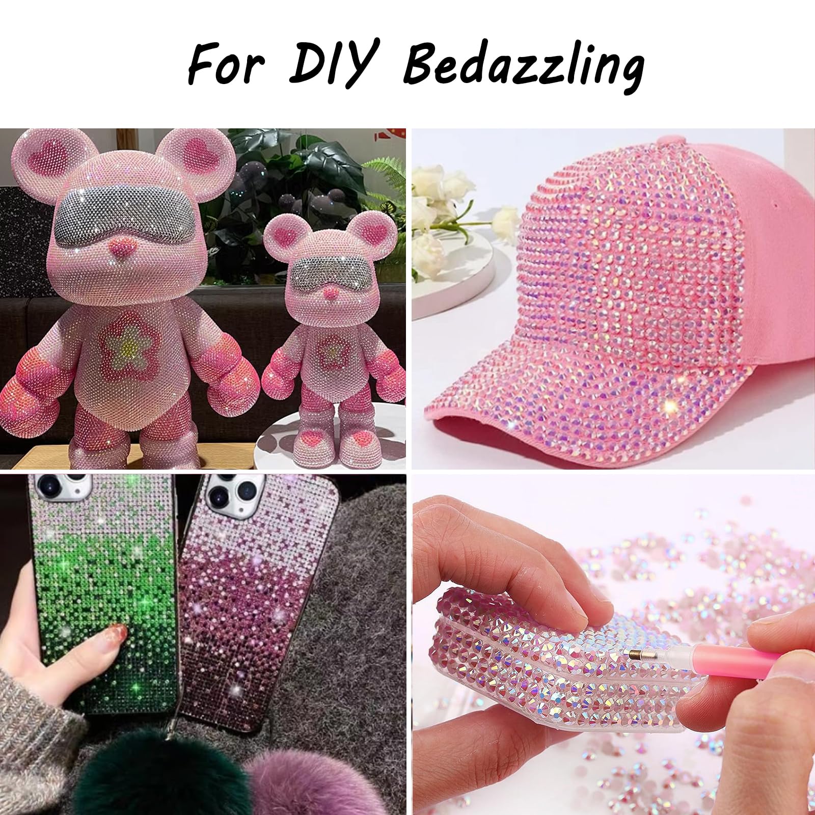 Amazon.com: 25000Pcs Pink AB Rhinestones Flatback Bulk, 3mm/4mm